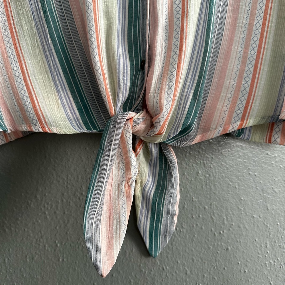 Striped Button Down Shirt - Multicolor - Picture 5 of 7